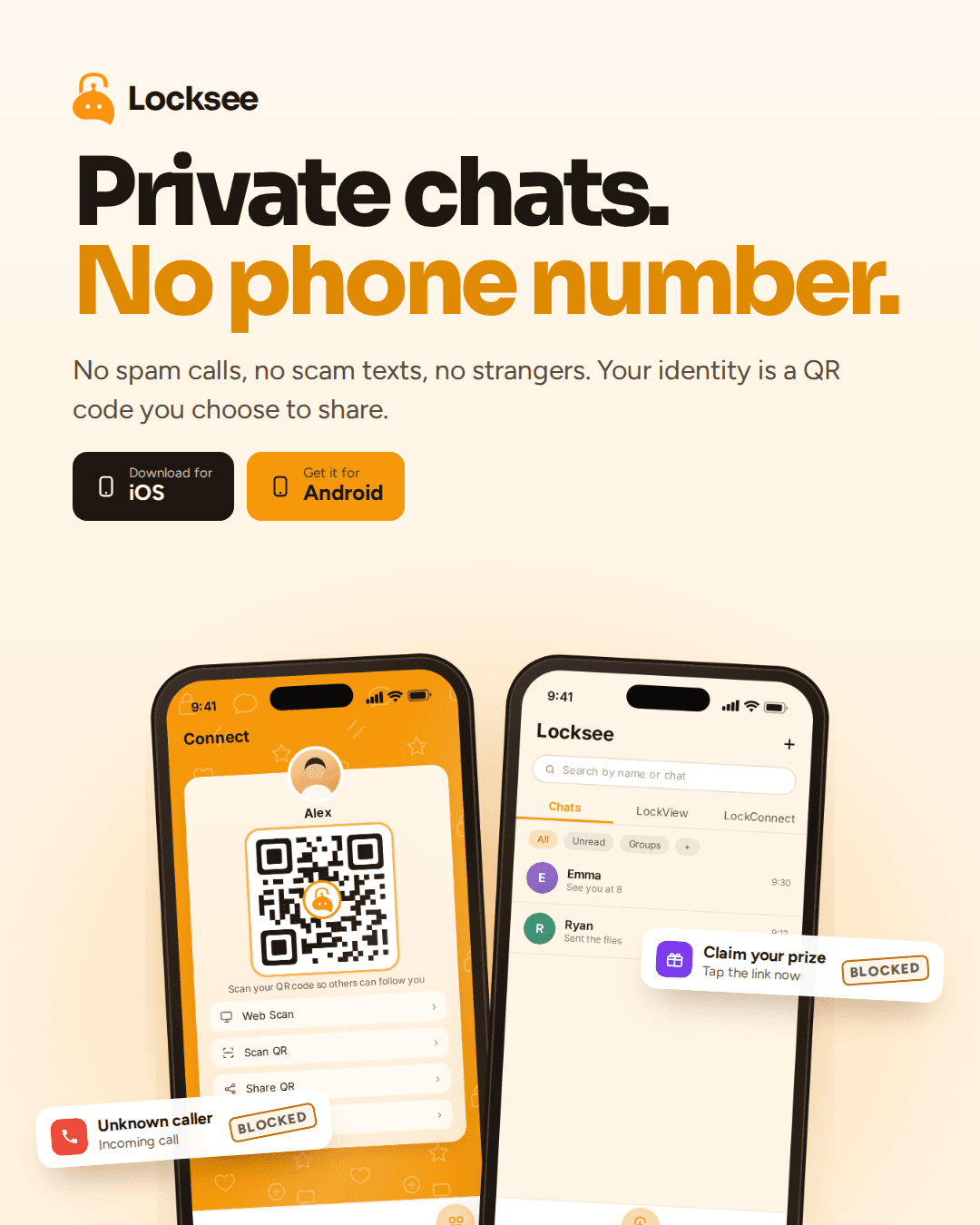 Locksee QR identity and inbox — unknown callers stay blocked