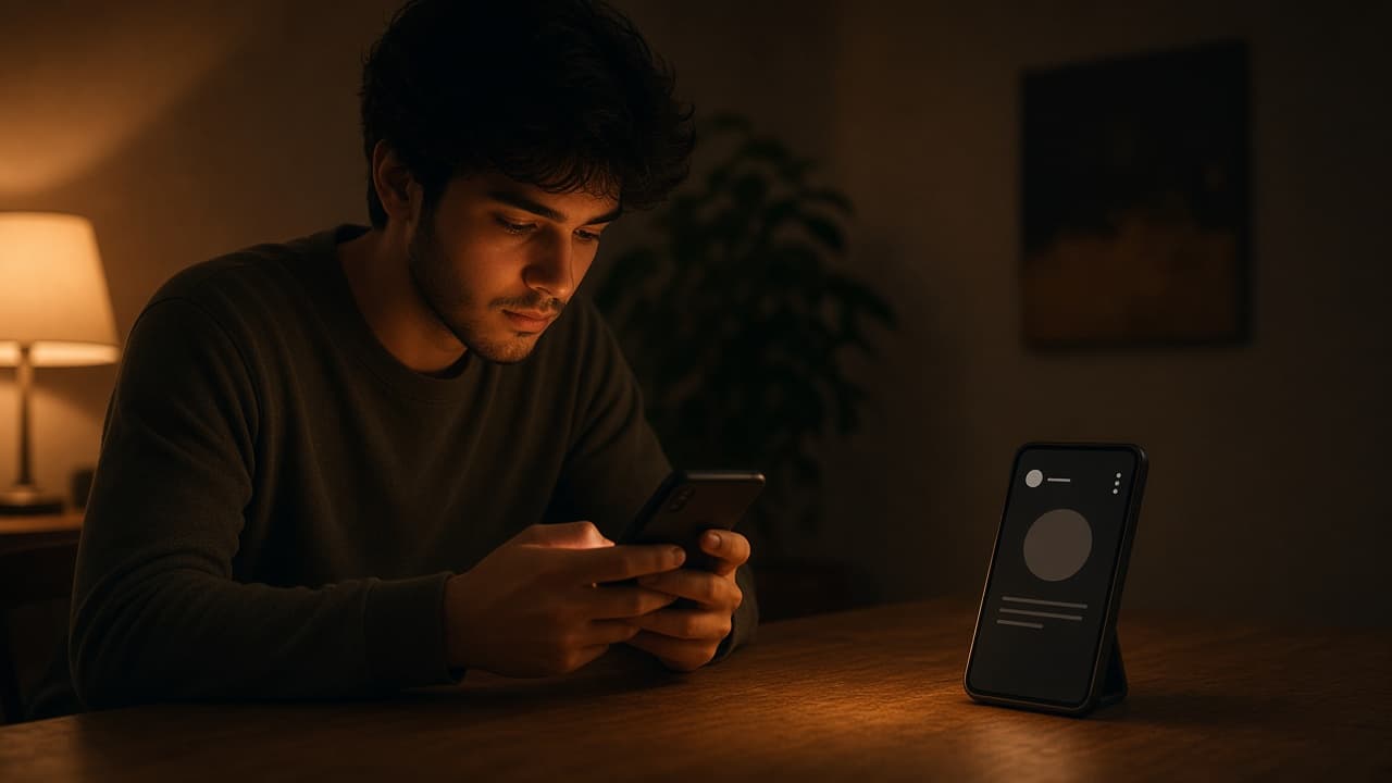 Someone using a phone while appearing offline to others