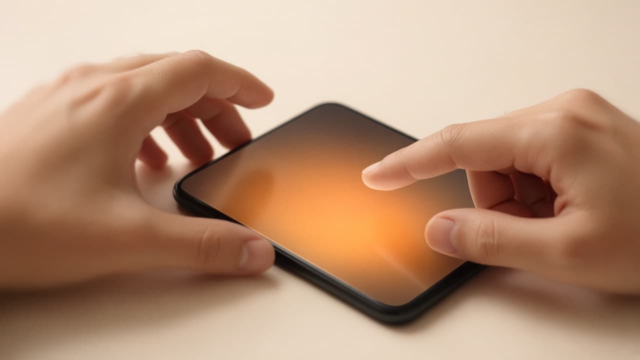 Hands blocked from capturing a glowing phone screen