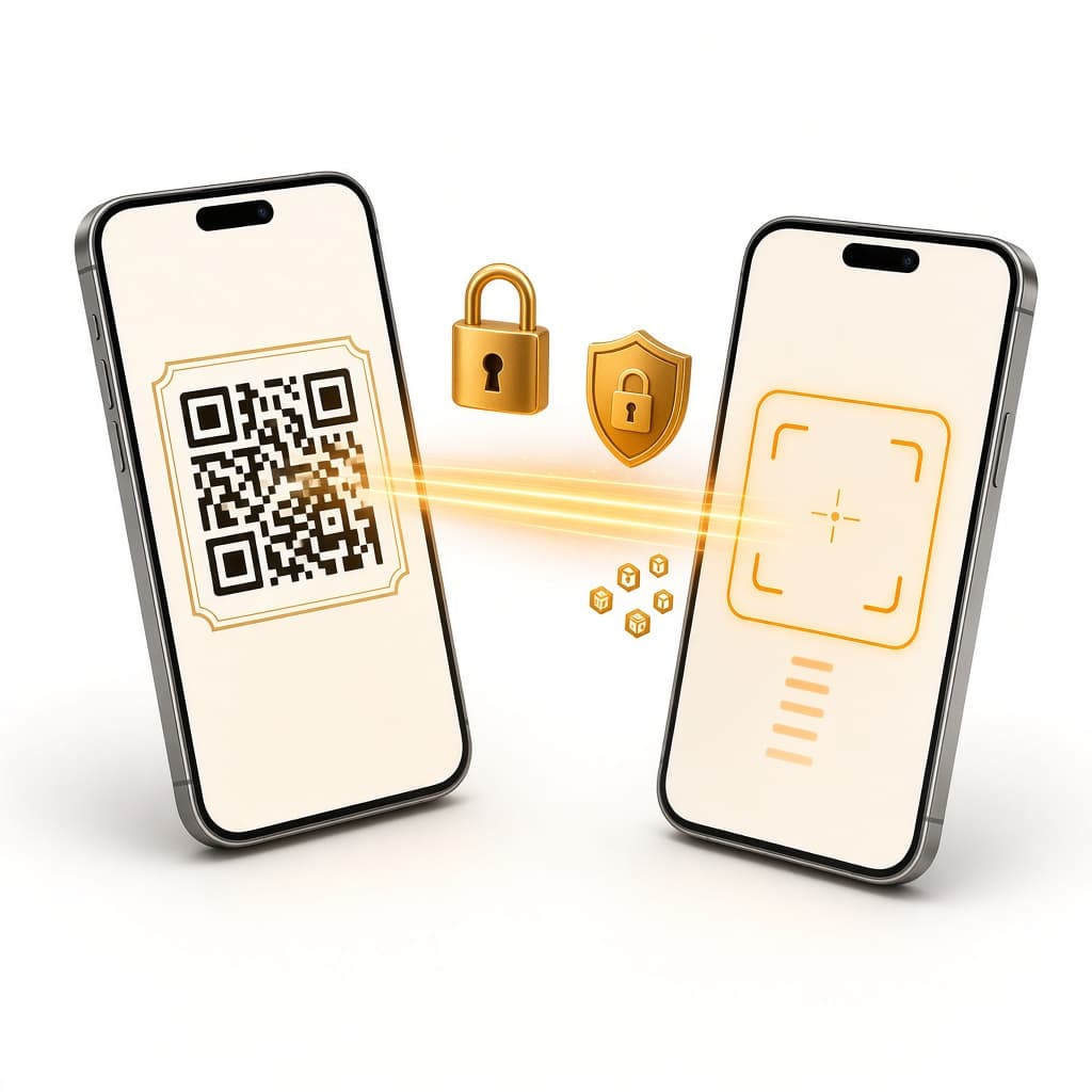 Two phones connecting through a Locksee QR scan